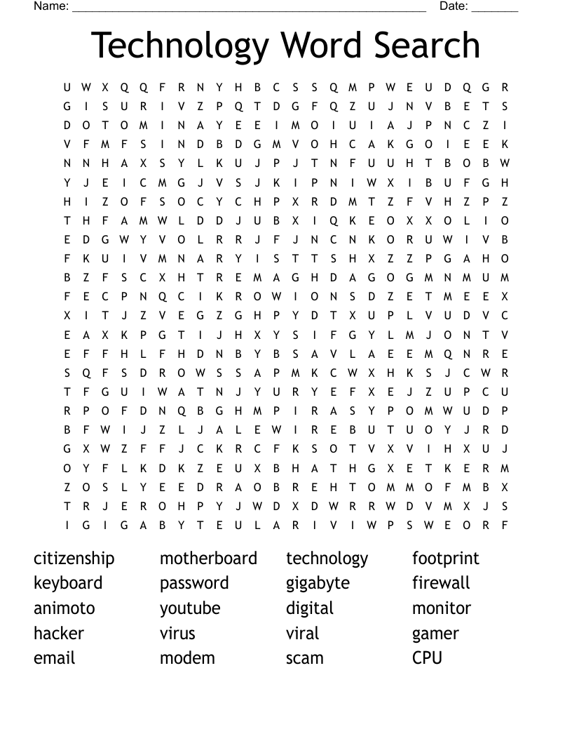 Technology Word Search