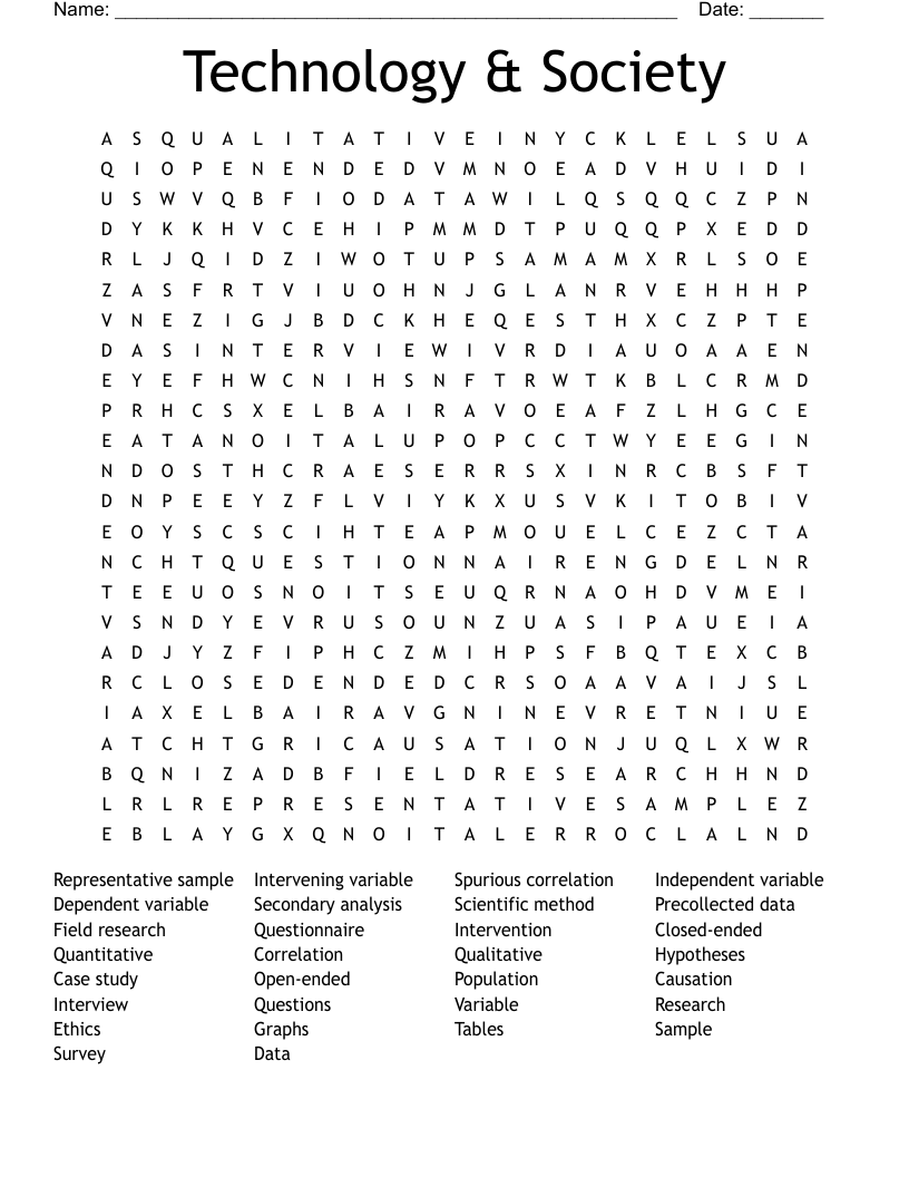 Technology & Society  Word Search