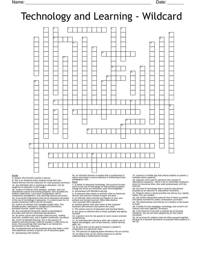 Technology and Learning - Wildcard Crossword