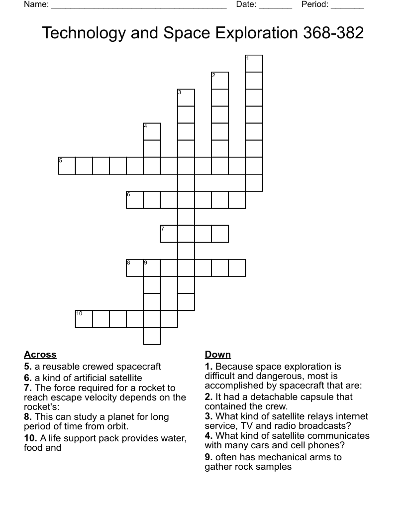 Technology and Space Exploration 368-382 Crossword