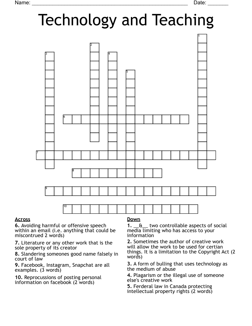 Technology and Teaching Crossword