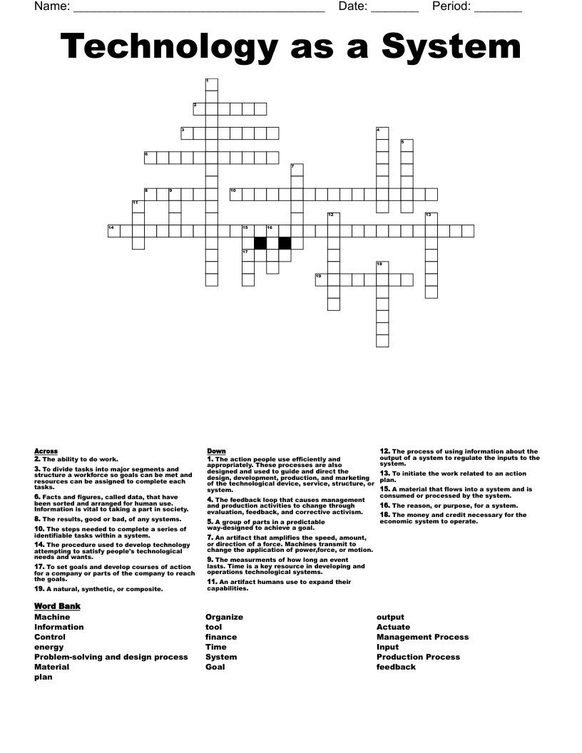 Technology as a System Crossword