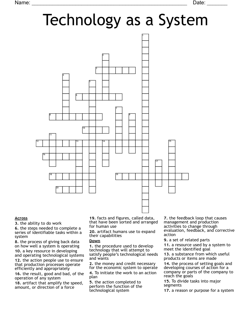 Technology as a System Crossword