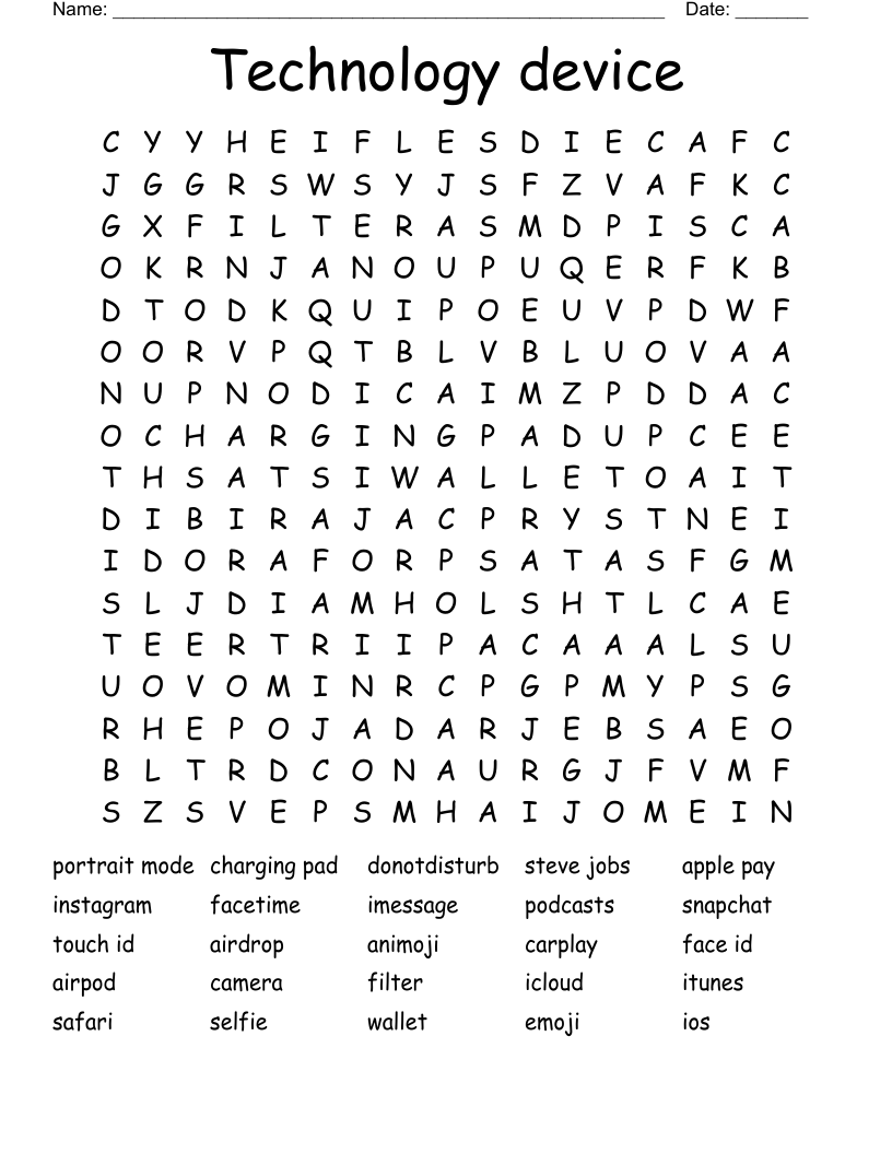 Technology device Word Search