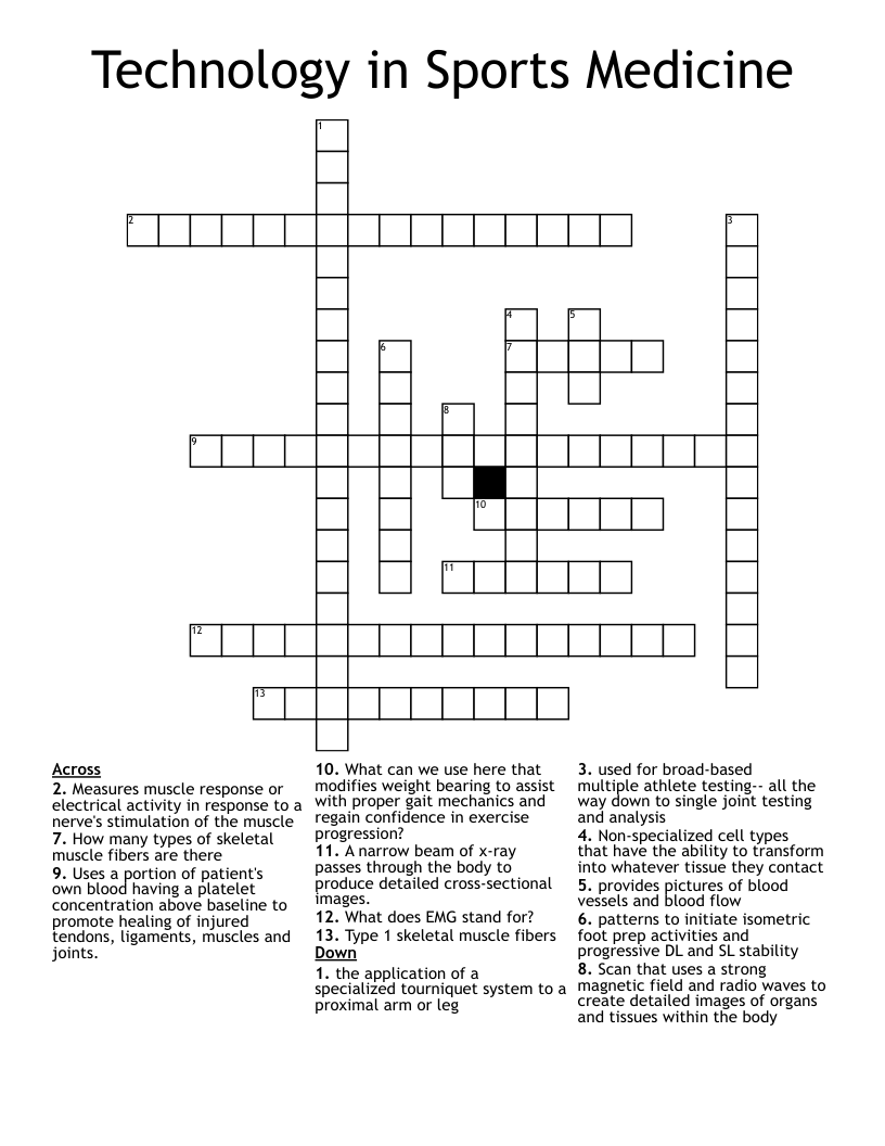Technology in Sports Medicine Crossword