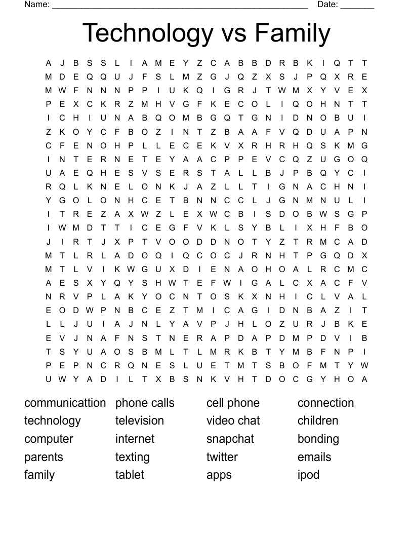 Technology vs Family Word Search