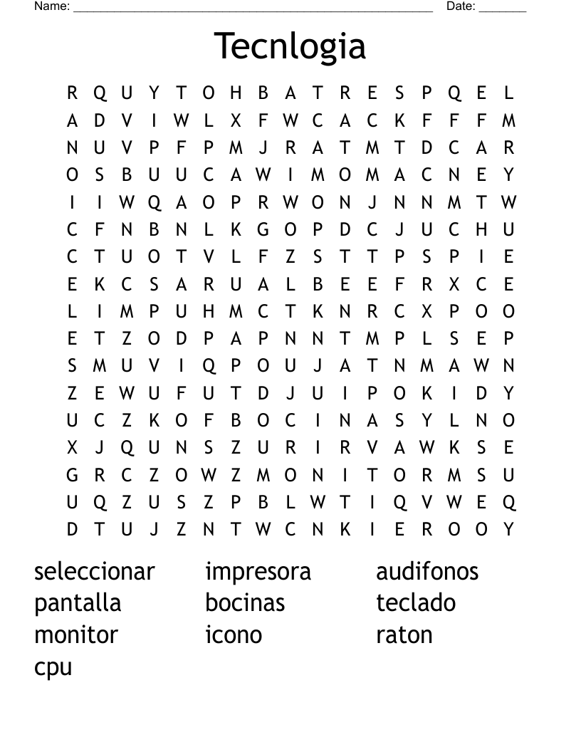 Tecnlogia Word Search