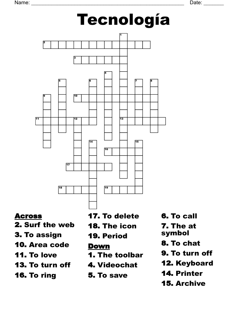 Tecnología Crossword