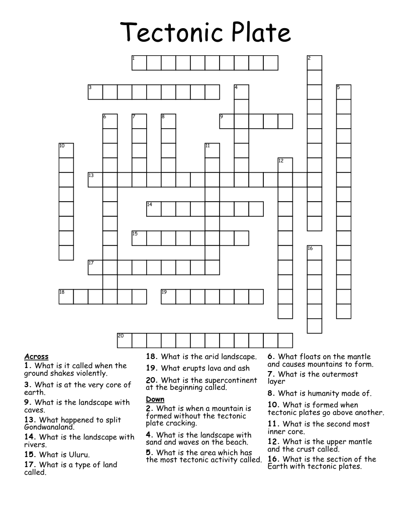 Tectonic Plate Crossword