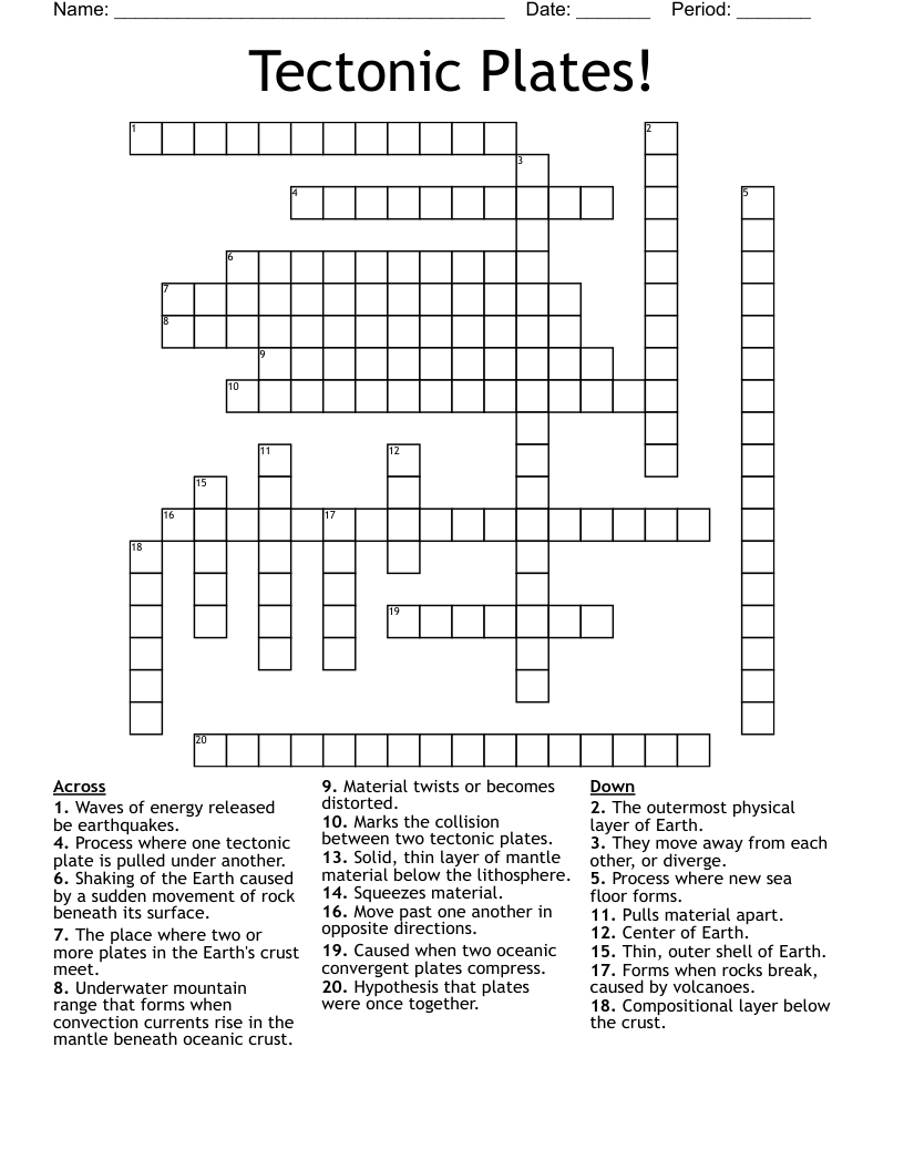 Tectonic Plates! Crossword
