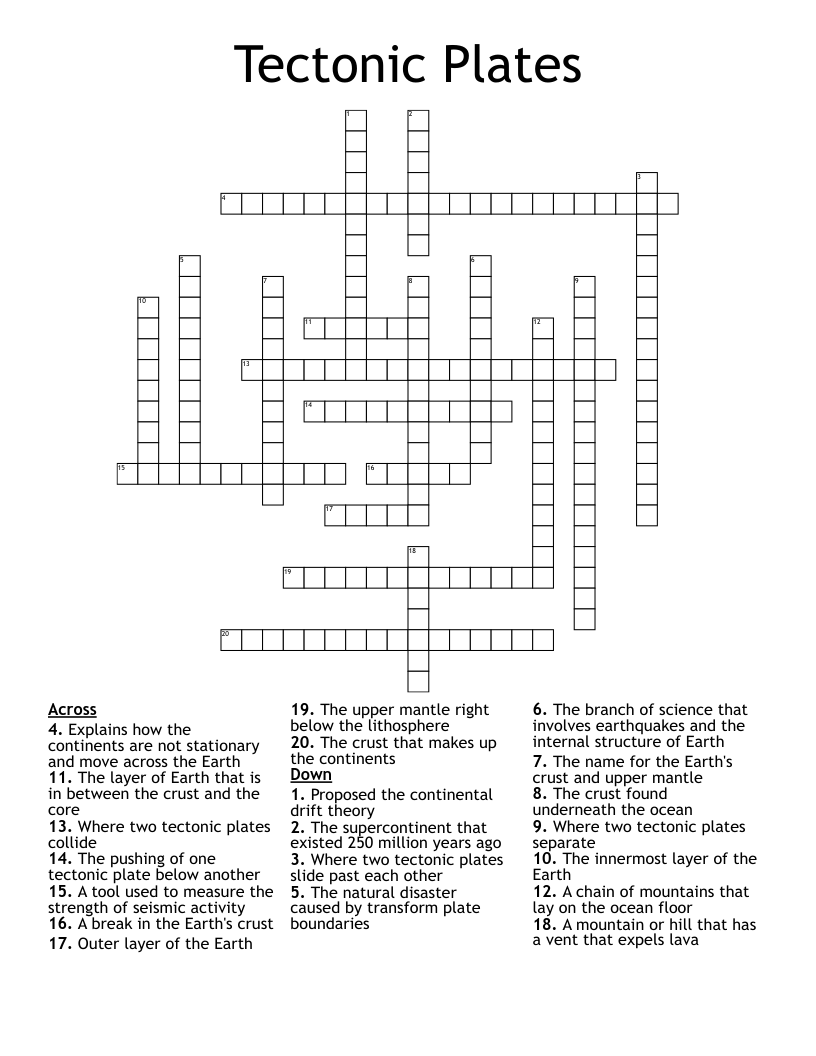 Tectonic Plates Crossword