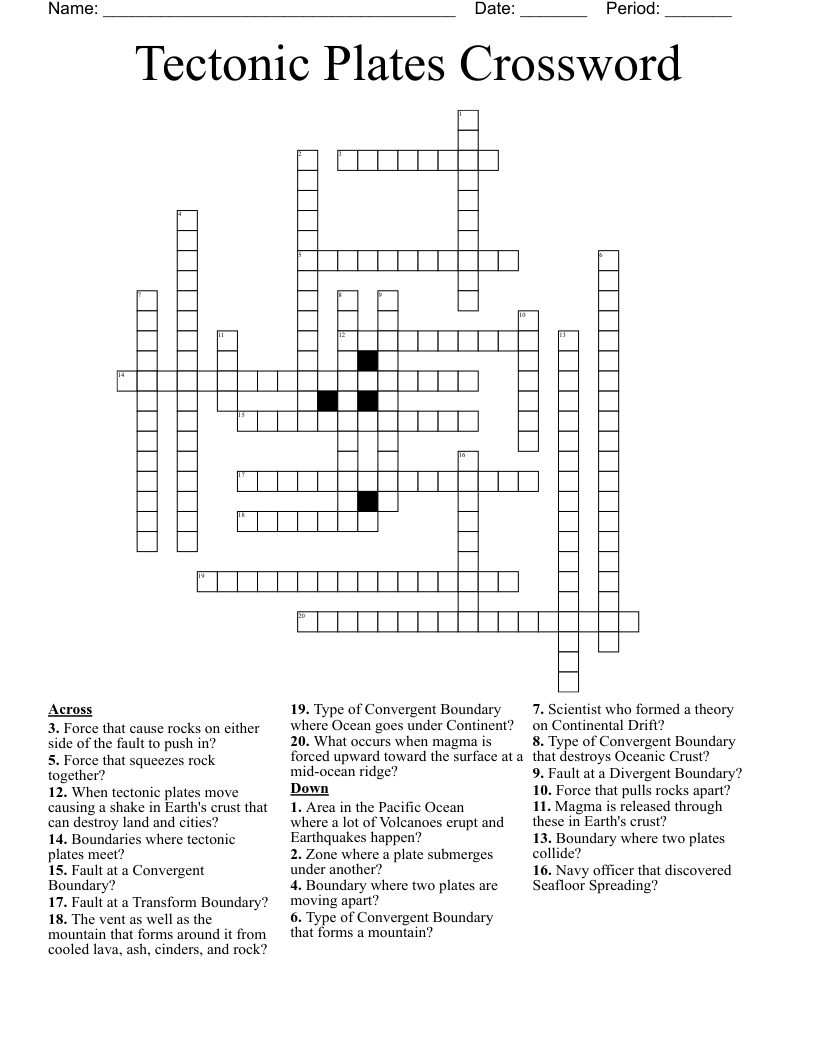 Tectonic Plates Crossword