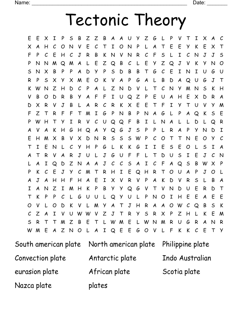 Tectonic Theory  Word Search