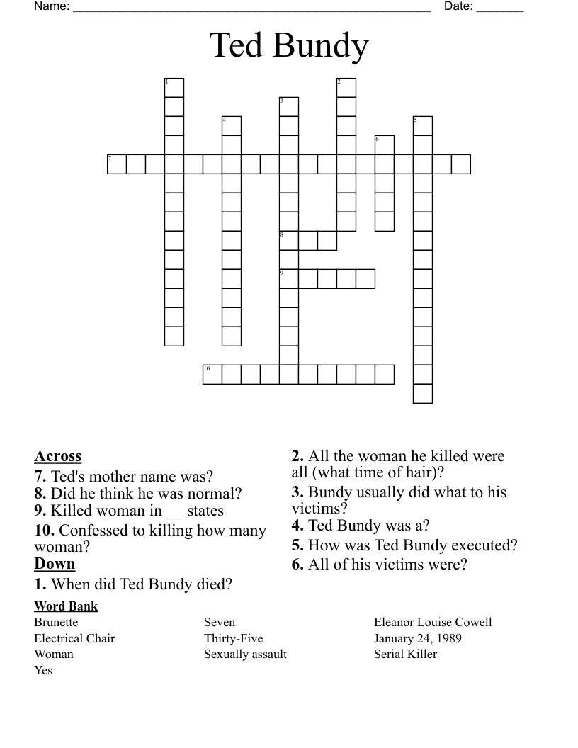 Ted Bundy Crossword