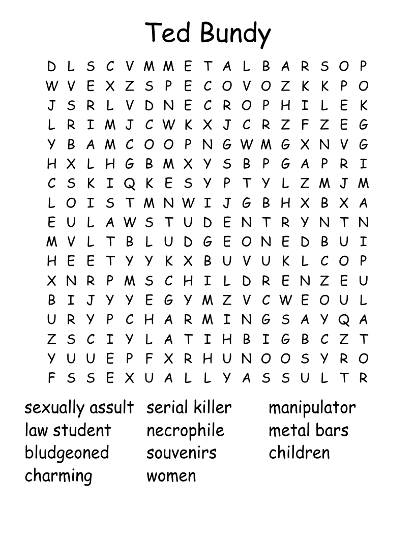 Ted Bundy Word Search