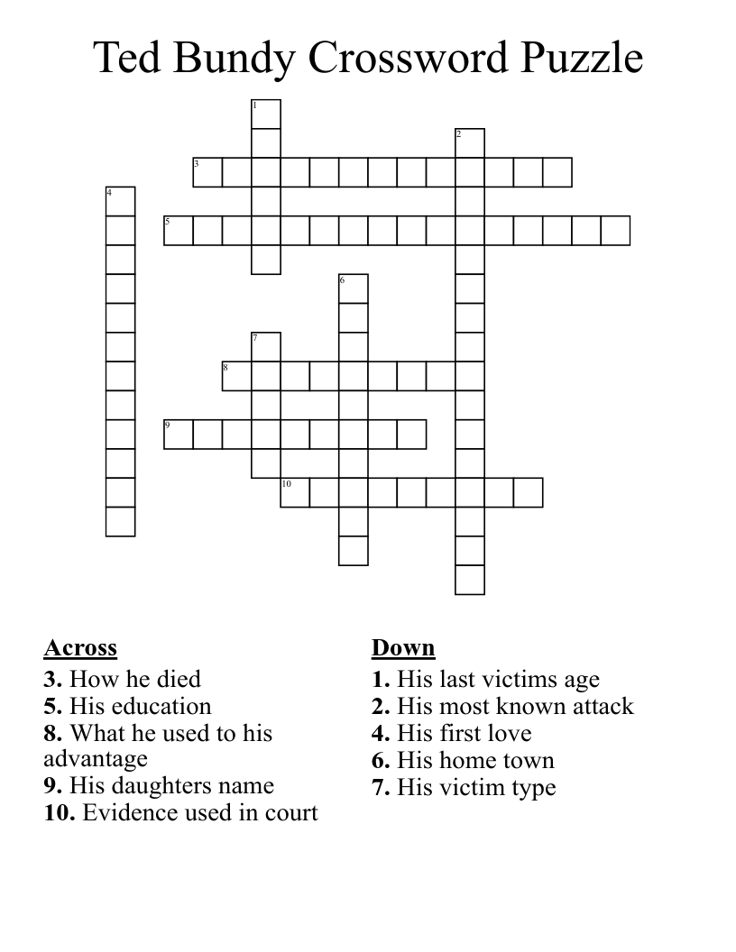 Ted Bundy Crossword Puzzle