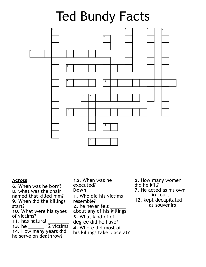 Ted Bundy Facts Crossword