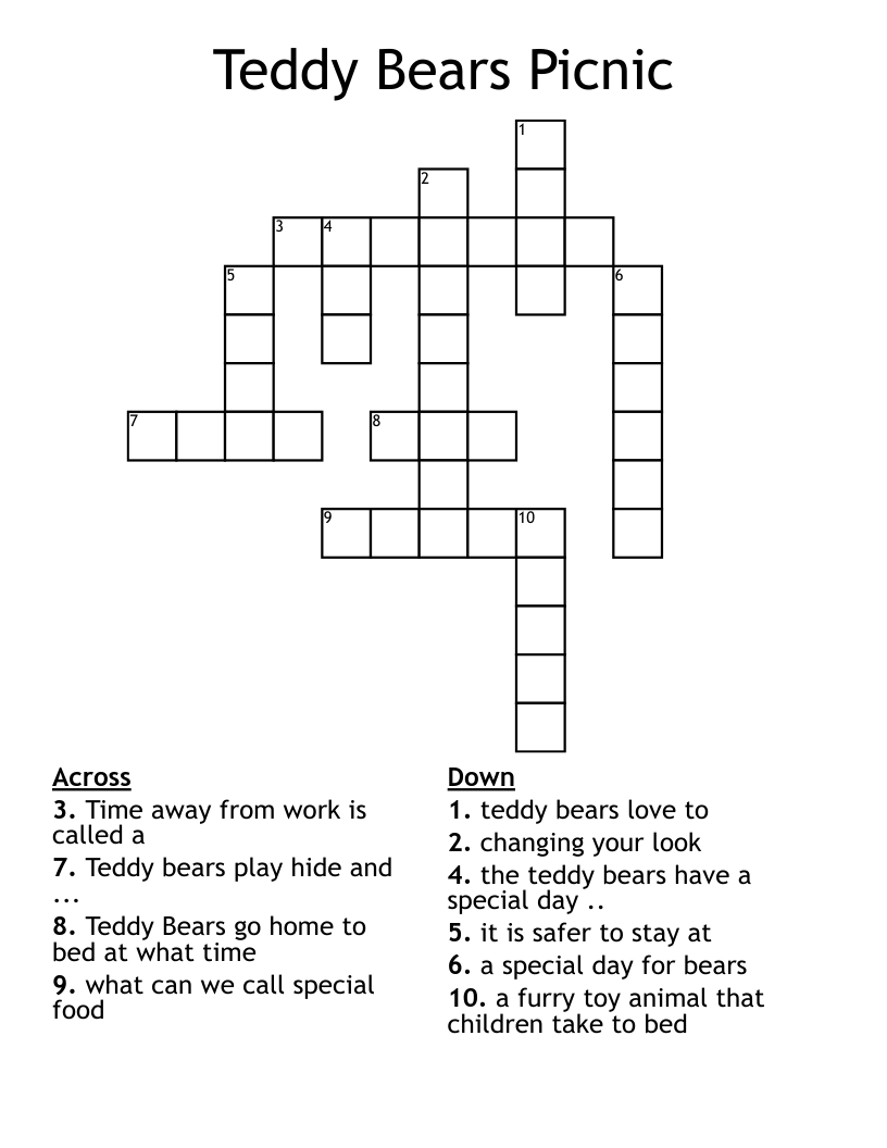 Teddy Bears Picnic Crossword