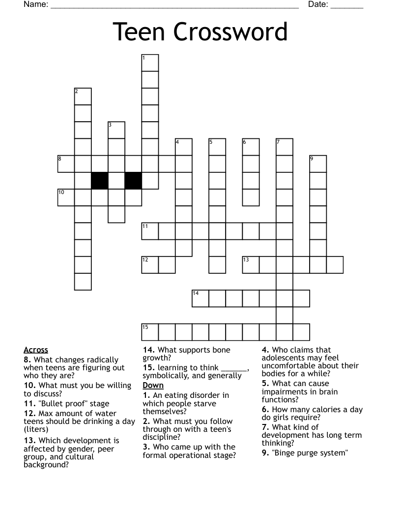 Teen Crossword