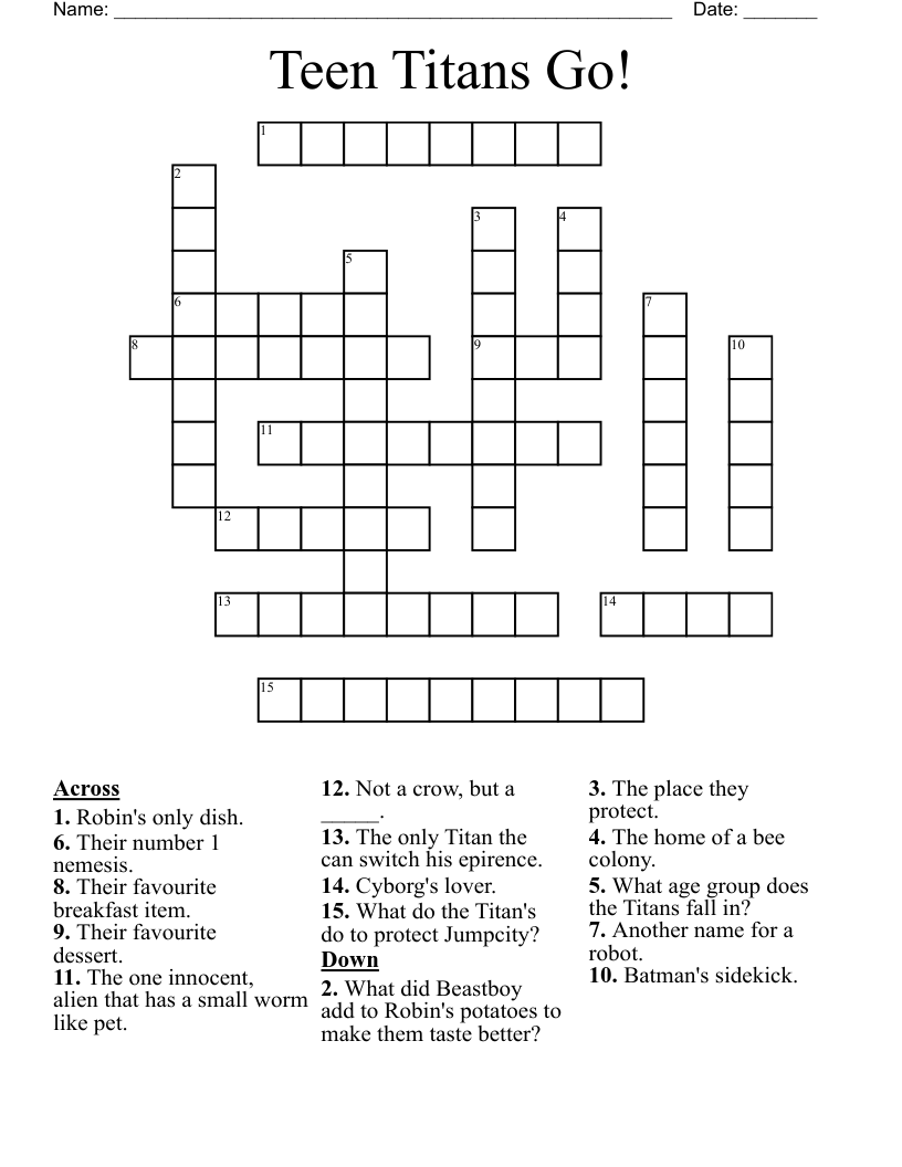Teen Titans Go! Crossword