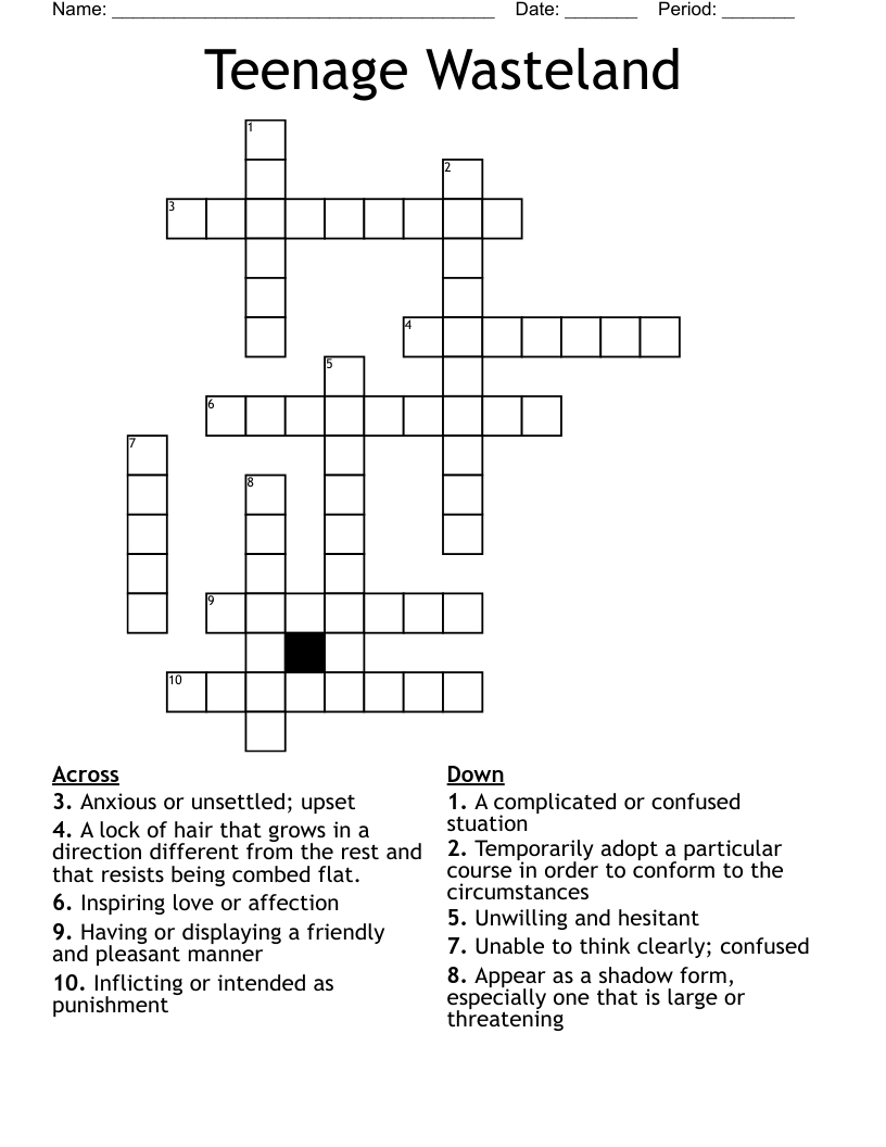 Teenage Wasteland Crossword