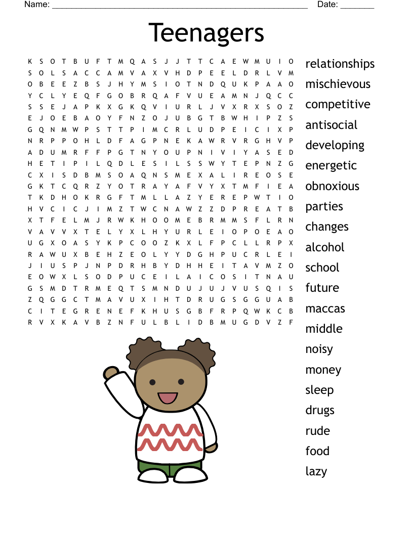 Teenagers Word Search