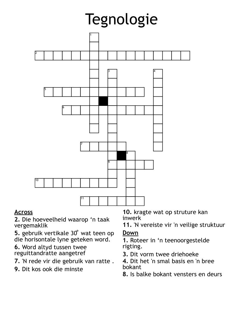 Tegnologie Crossword