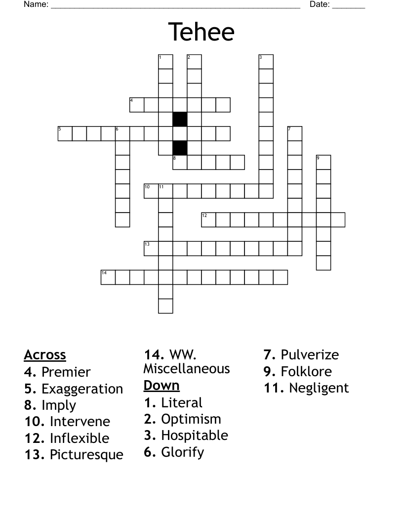 Tehee Crossword