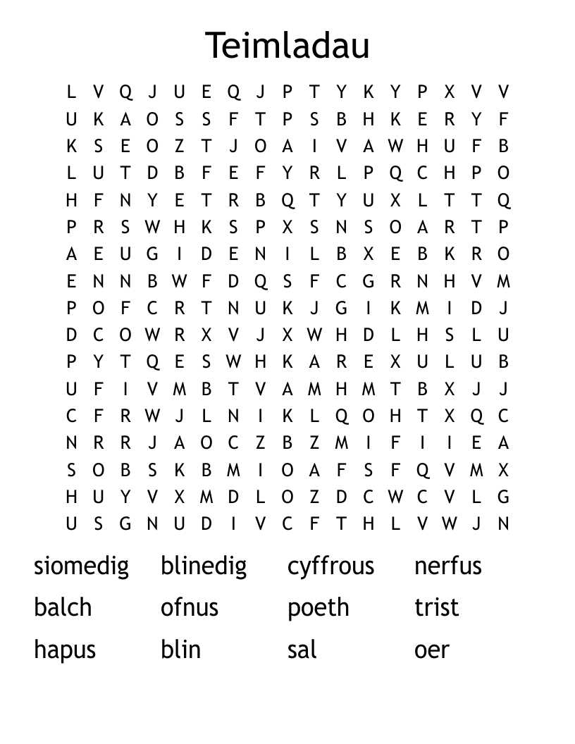 Teimladau Word Search