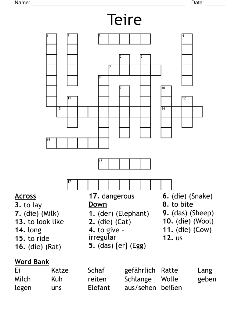 Teire Crossword