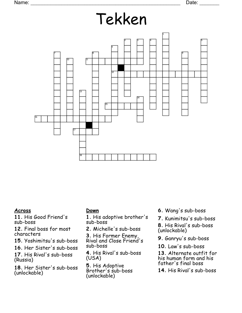 Tekken Crossword