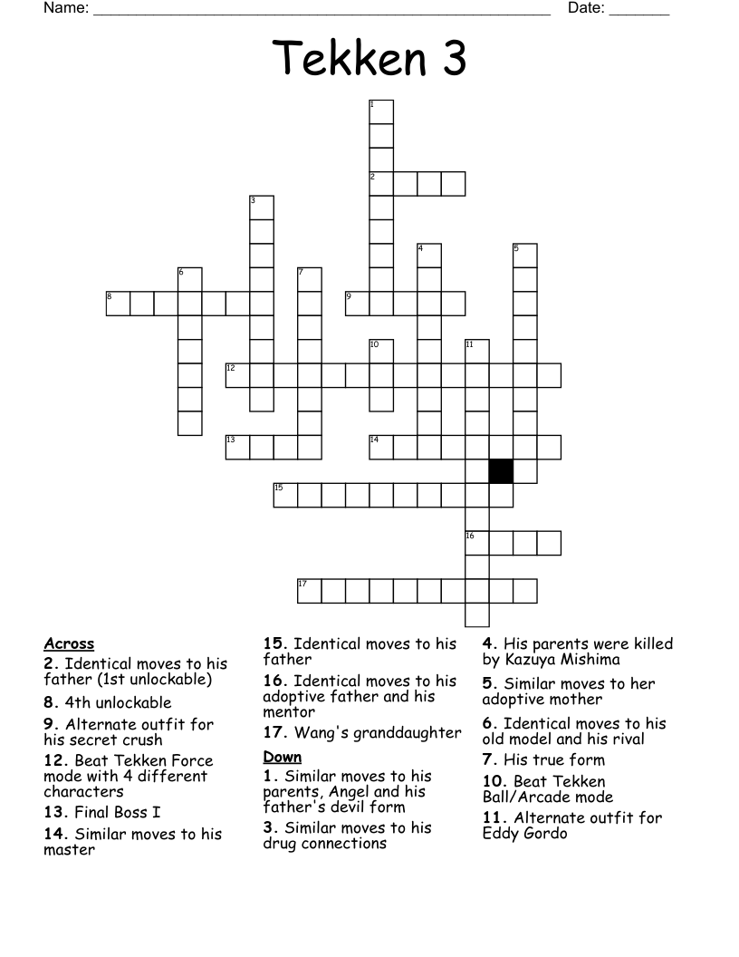 Tekken 3 Crossword