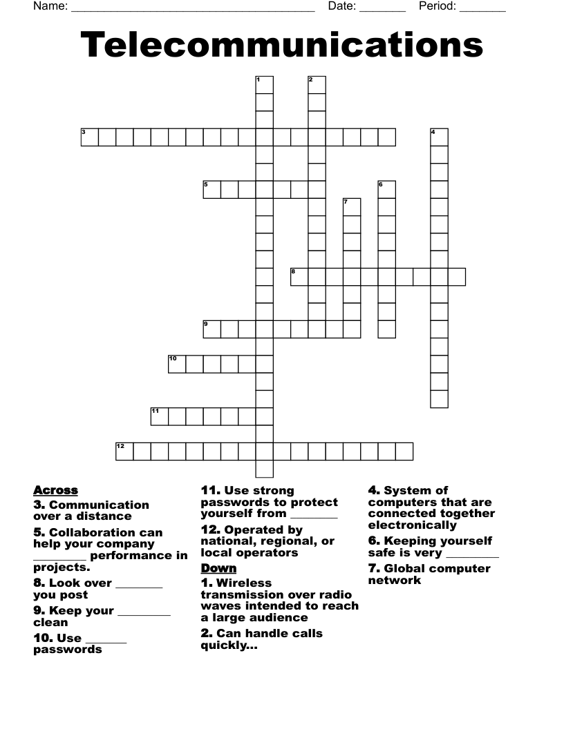 Telecommunications  Crossword