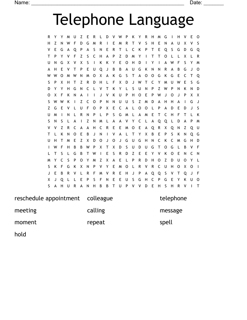 Telephone Language Word Search