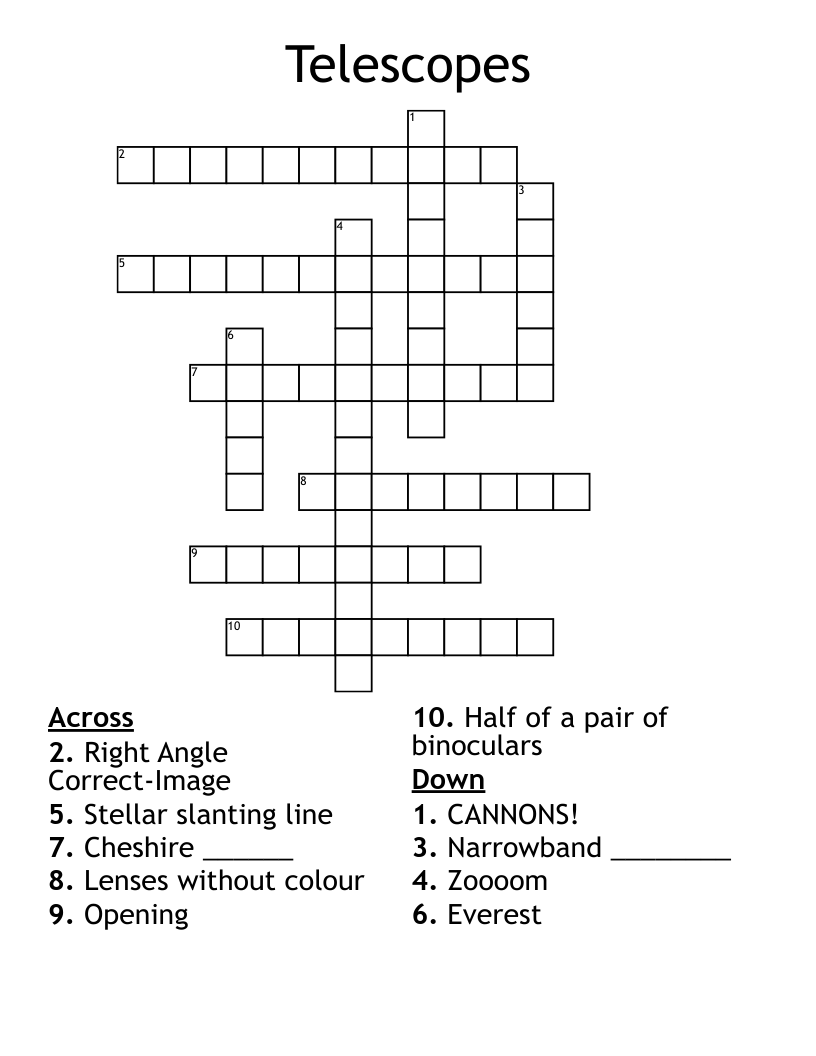 Telescopes Crossword
