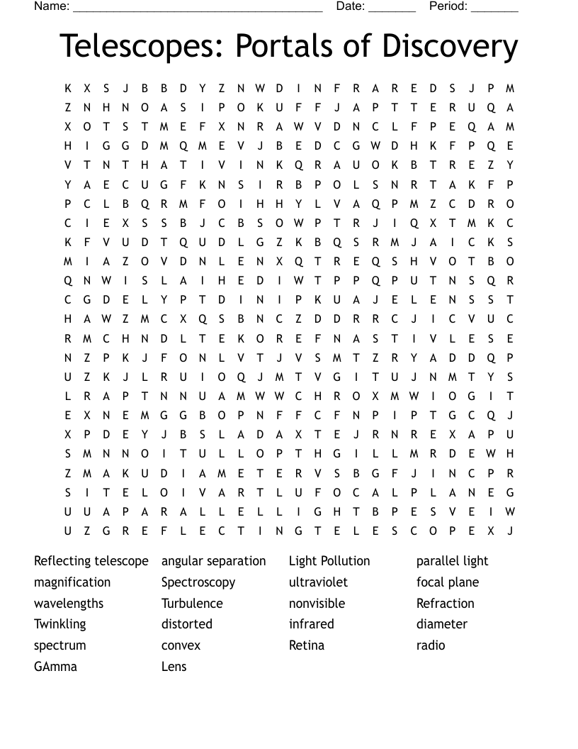 Telescopes: Portals of Discovery Word Search