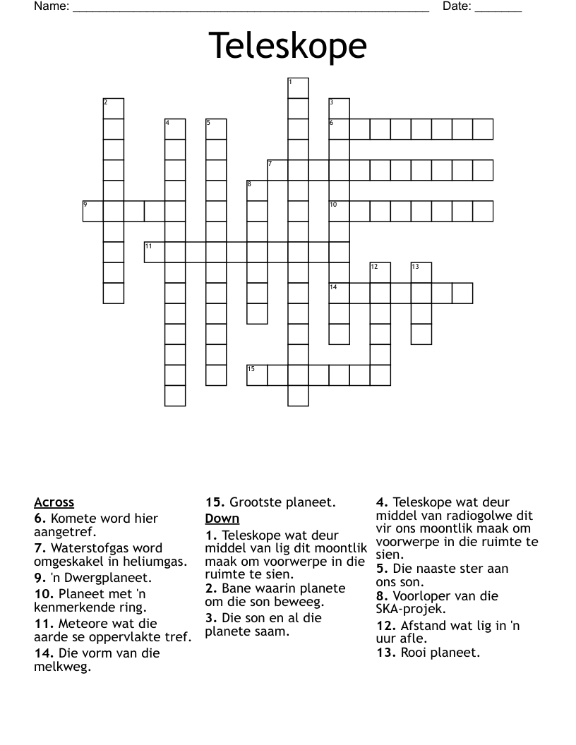 Teleskope Crossword