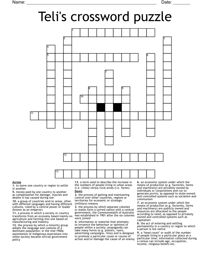 Teli's crossword puzzle 