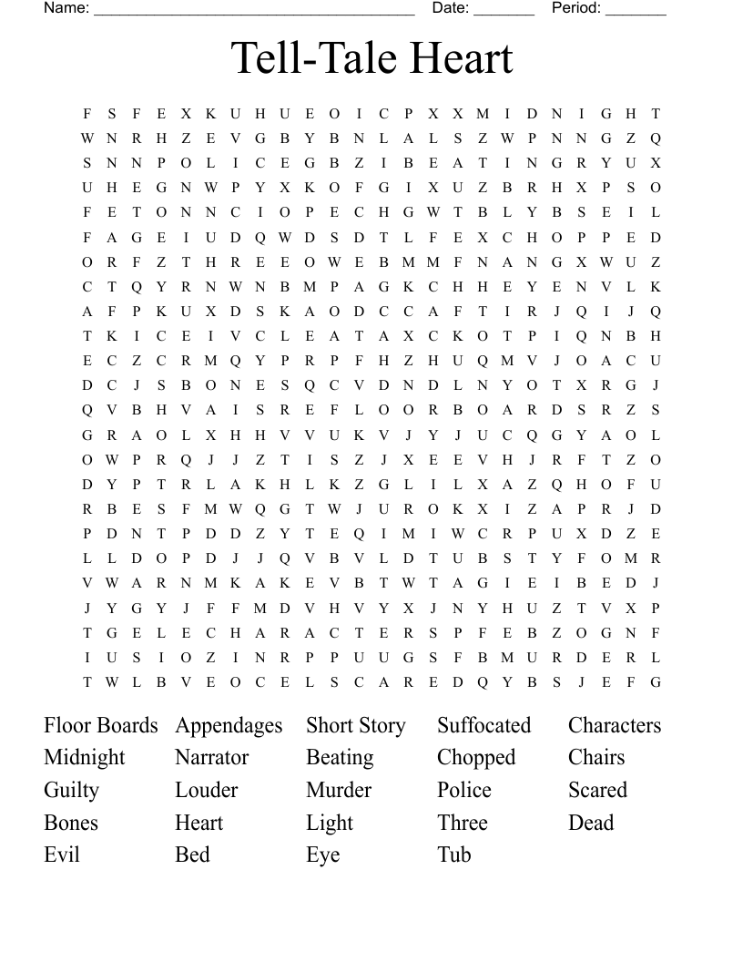 Tell-Tale Heart Word Search