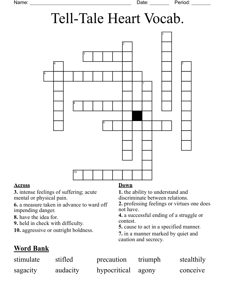 Tell-Tale Heart Vocab. Crossword