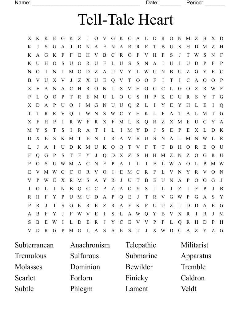 Tell-Tale Heart  Word Search