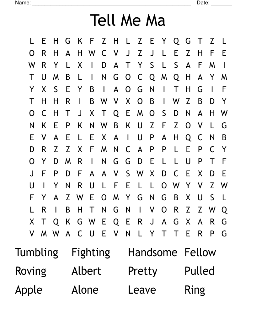 Tell Me Ma Word Search