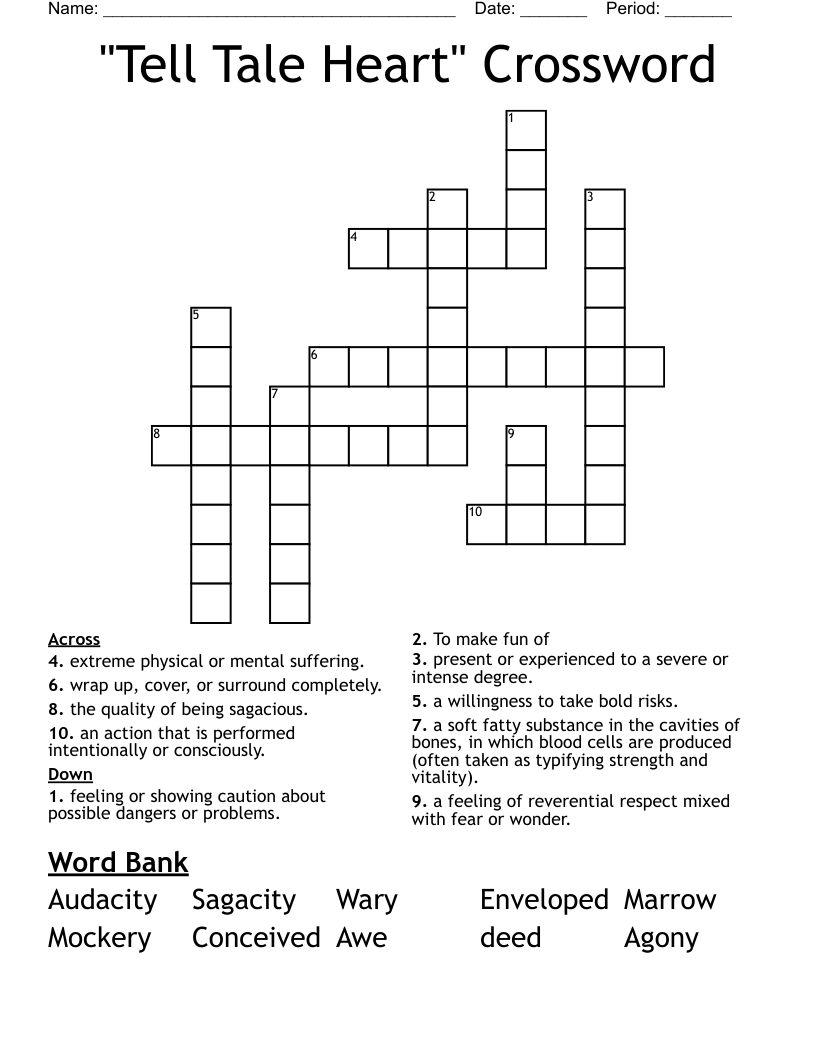 "Tell Tale Heart" Crossword