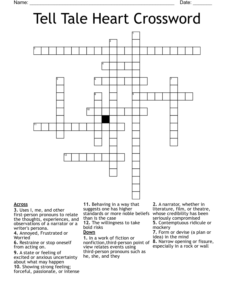 Tell Tale Heart Crossword