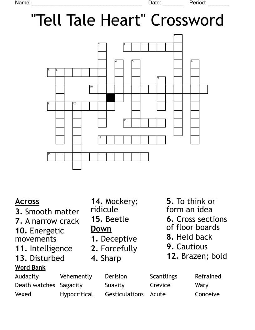 "Tell Tale Heart" Crossword