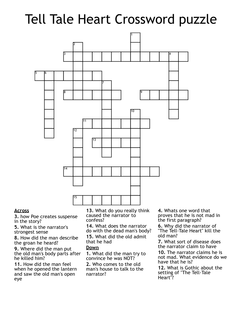 Tell Tale Heart Crossword puzzle