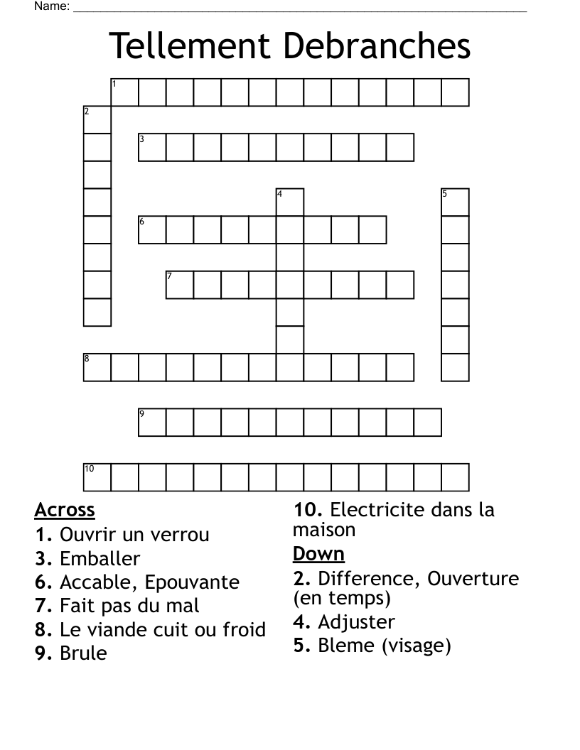 Tellement Debranches Crossword