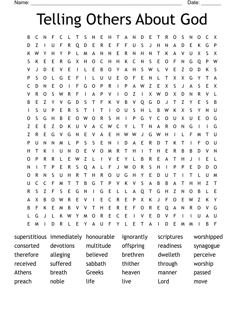 Telling Others About God Word Search