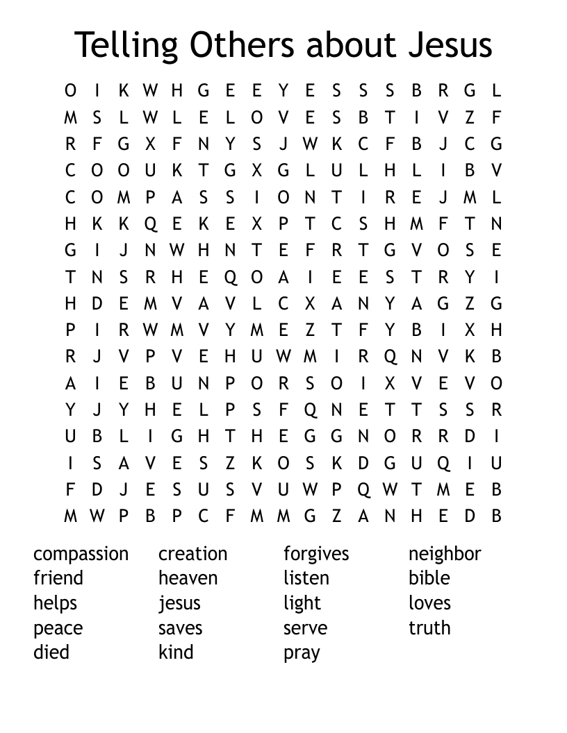 Telling Others about Jesus Word Search