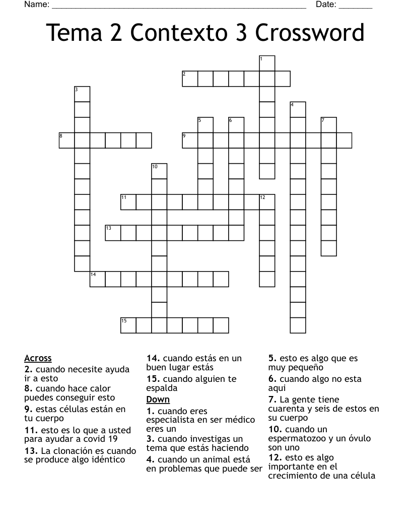 Tema 2 Contexto 3 Crossword 